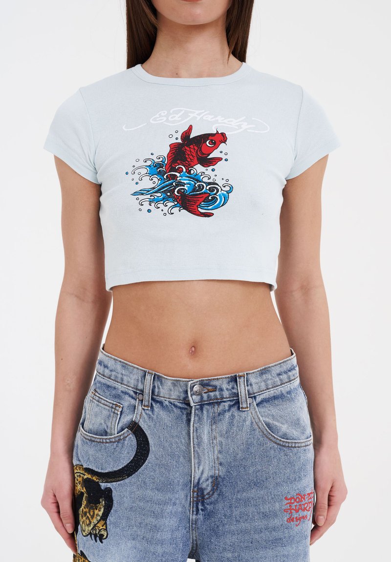 Ed Hardy KOI-BABY - Print T-shirt - baby blue