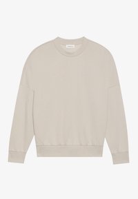 Beige longsleeve sweatshirt gemaakt van een zachte katoenmix, met een ronde hals en geribbelde manchetten. Relaxte pasvorm met een iets verkorte zoom.