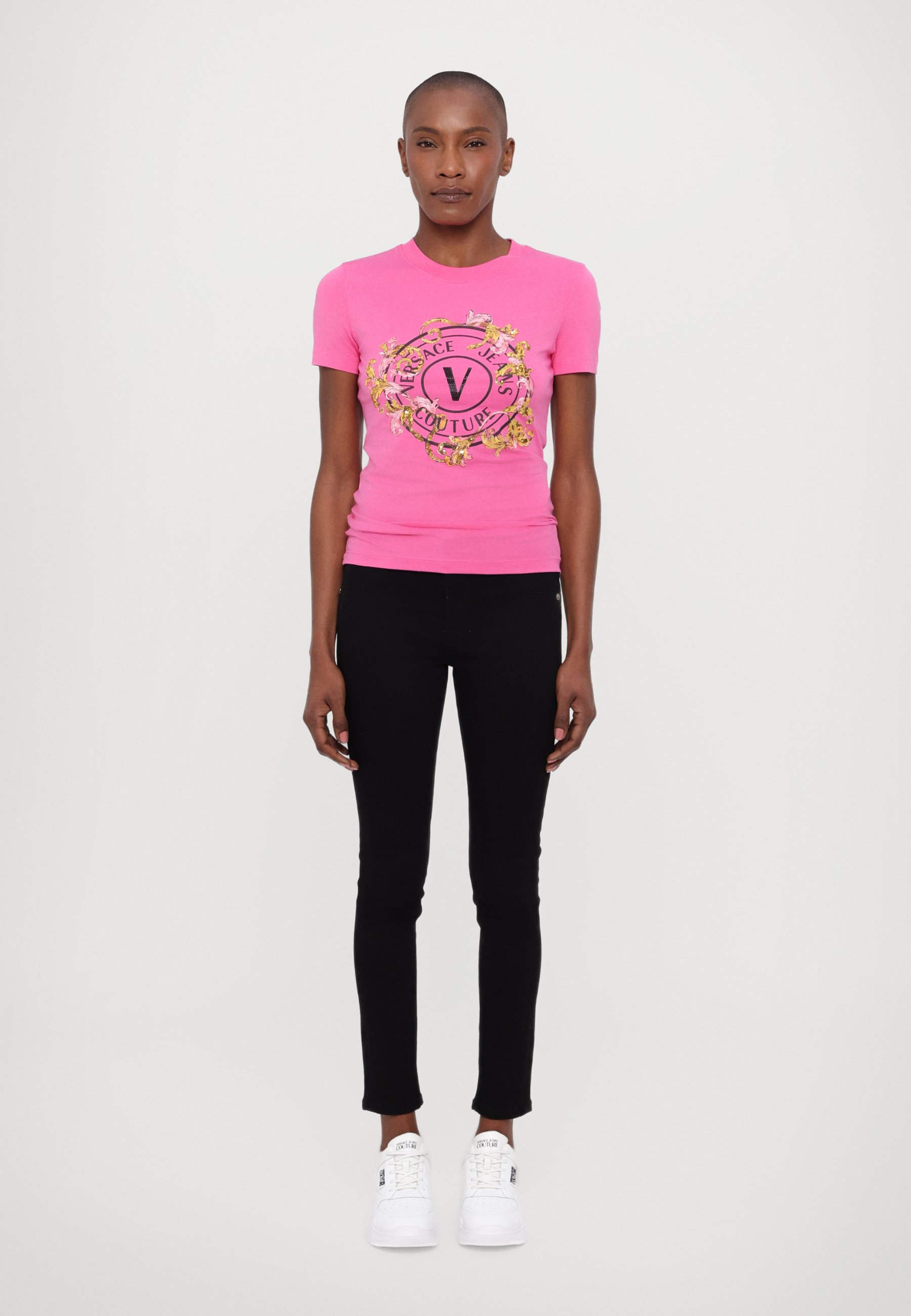 希少【Versace Jeans Couture】黒と白 バロックプリント Tシャツ Versace Jeans Couture バロックプリント Tシャツ | ブラック