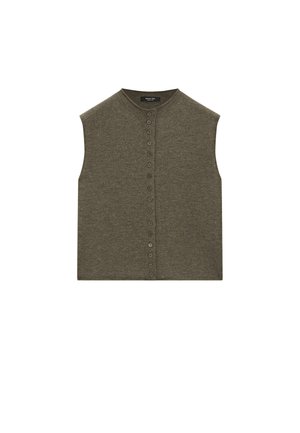 Massimo Dutti CROPPED MOCK TURTLENECK - Cardigan - green