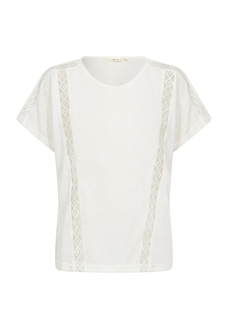 Cream T-shirt print wit Cream T-shirt print wit