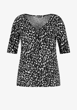 KURZARM RUNDHALS HALBARMSHIRT MIT ZIERRING ECOVER - T-shirt con stampa - black gemustert