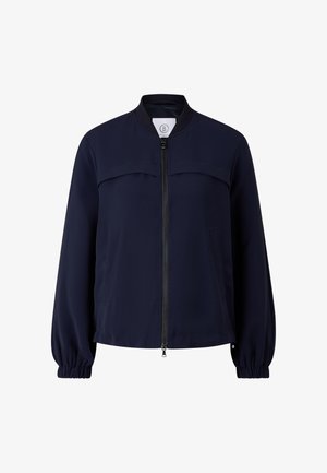 Námořnická bomber bunda s zipem, elastickými manžetami, dvěma předními kapsami a hladkým matným materiálem s minimalistickým designem.