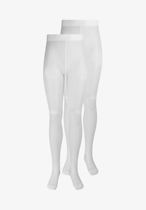 Collant bianchi, realizzati in un materiale liscio ed elastico, presentano una vita elasticizzata e un design senza cuciture, adatti sia da indossare a strati che da soli.