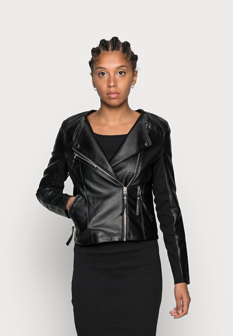 Vero Moda VMRIA SHORT JACKET - Chaqueta de cuero sintético - black