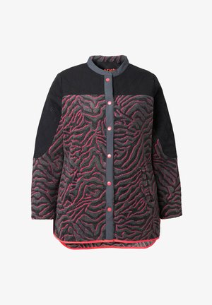 Ulla Popken, NEON TIGER STRIPE JACKET - Fleecejakke - black