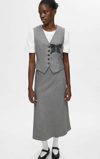 Selected Femme MIDIROCK ELEGANTER - Áčková sukně - grey melange