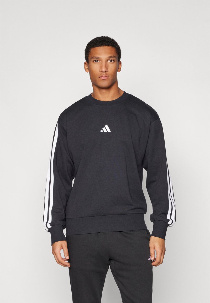 adidas Sportswear - ESSENTIALS 3-STRIPES - Ikdienas džemperis - black/white, Palielināt
