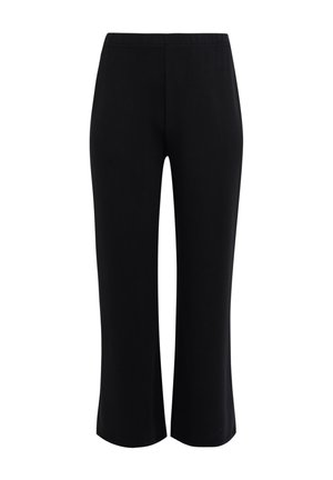 Sorte bukser med en afslappet pasform, der har en elastisk linning og en glat tekstur, som ender lidt over anklen uden synlige sømme.