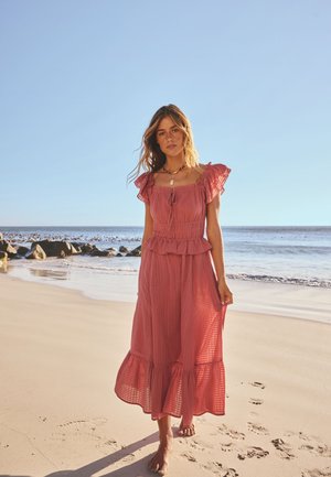 Next, REGULAR FIT - FLUTTER SLEEVE SQUARE NECK DRESS  . - Robe de jour - rose pink