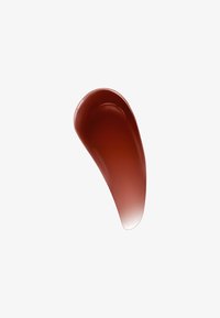 Un échantillon de maquillage lisse et brillant dans une teinte rouge brun profond, s'effilant en une pointe avec une finition dégradée vers les bords.
