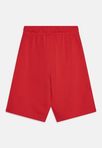 Röda shorts med elastisk midja, tillverkade av slätt tyg. Lätt lös passform med rak skärning, med rena kanter och inga ytterligare detaljer.