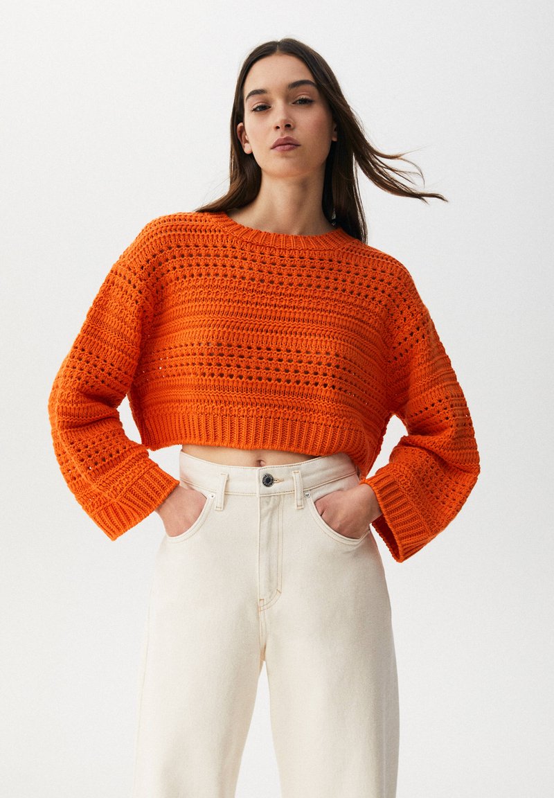 PULL&BEAR OPENWORK CHUNKY Jumper orange Zalando.de