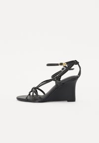 KNOTS WEDGE SANDAL - Wedge sandals - black