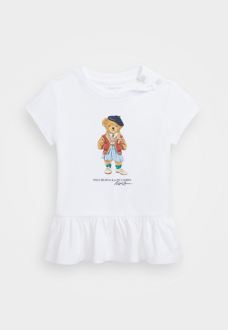 Babyhug Cotton Half Sleeves Polo T-Shirt with Bear Applique Dot Print - Blue main image 1