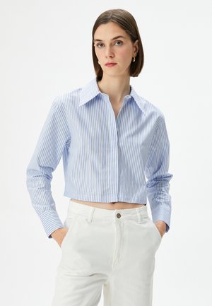 LONG SLEEVE BUTTONED CROP - Skjortebluser - blue