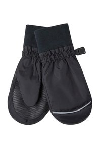 Svarta, isolerade vantar med ribbade manschetter, elastiska öppningar och ett strukturerat greppmönster på handflatan. Reflekterande accent vid basen.