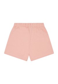 Pantalones cortos de algodón rosa claro con cintura elástica, textura suave y dobladillo limpio, diseñados para comodidad y uso casual.