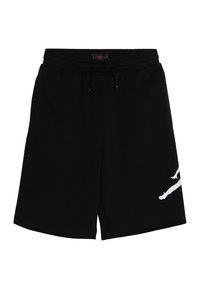 Svarta träningsshorts i en bomullsblandning. Har en elastisk midja med snörning och en vit logotypgrafik på vänster ben.