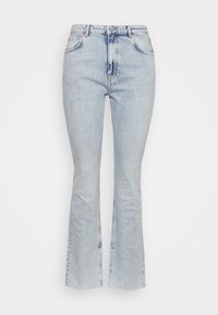 Gina Tricot HIGH WAIST SLIT - Calças de ganga de perna direita - light blue