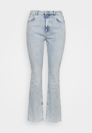 Gina Tricot HIGH WAIST SLIT - Calças de ganga de perna direita - light blue