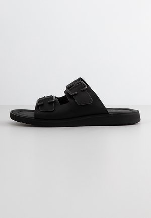 Pantolette flach - black leather