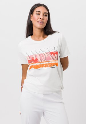 T-shirt print - mandarine soft coral ecru