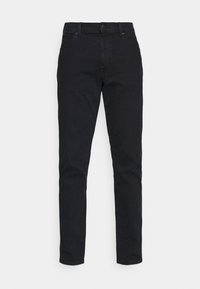 Jeans negros con un diseño ajustado, cinco bolsillos y un cierre de botón clásico. Hechos de un denim duradero con una textura suave.