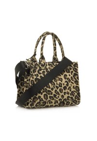 Borsa a tote in stampa leopardata con manici corti e tracolla nera staccabile. Realizzata in tela con una finitura strutturata.