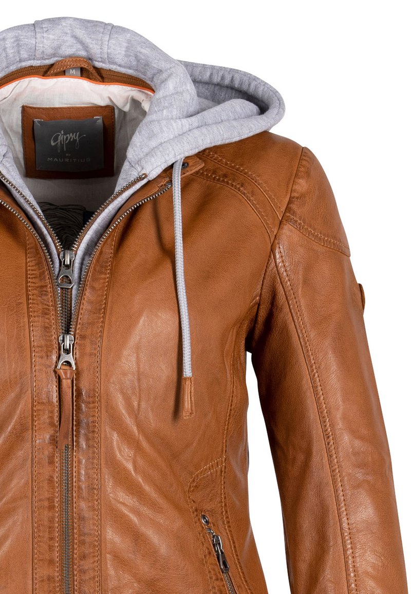 Gipsy by Mauritius GWAPRIL Veste en cuir cognac ZALANDO