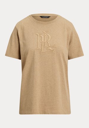 Lauren Ralph Lauren, EMBROIDERED-LOGO HEATHERED JERSEY TEE - T-shirts print - camel heather
