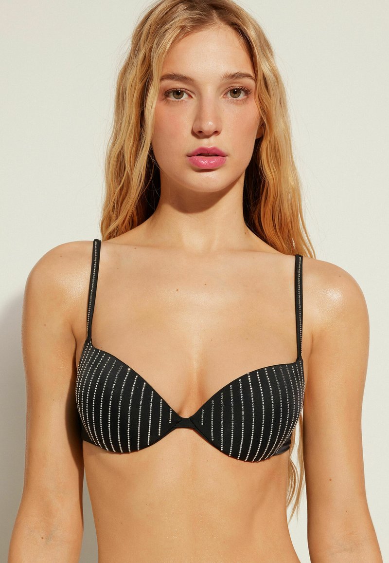 Calzedonia PUSH UP SHANGHAI Haut de bikini black rhinestone/noir