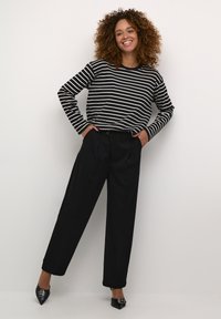 Kaffe KAWINNI - Pikkade varrukatega topp - black deep turtledove stripe