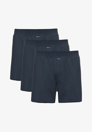 Męskie szorty typu boxer w ciemnym granacie. Wykonane z miękkiego, oddychającego materiału, z elastycznym pasem i subtelnym logo. Dostępne w opakowaniu po trzy sztuki.