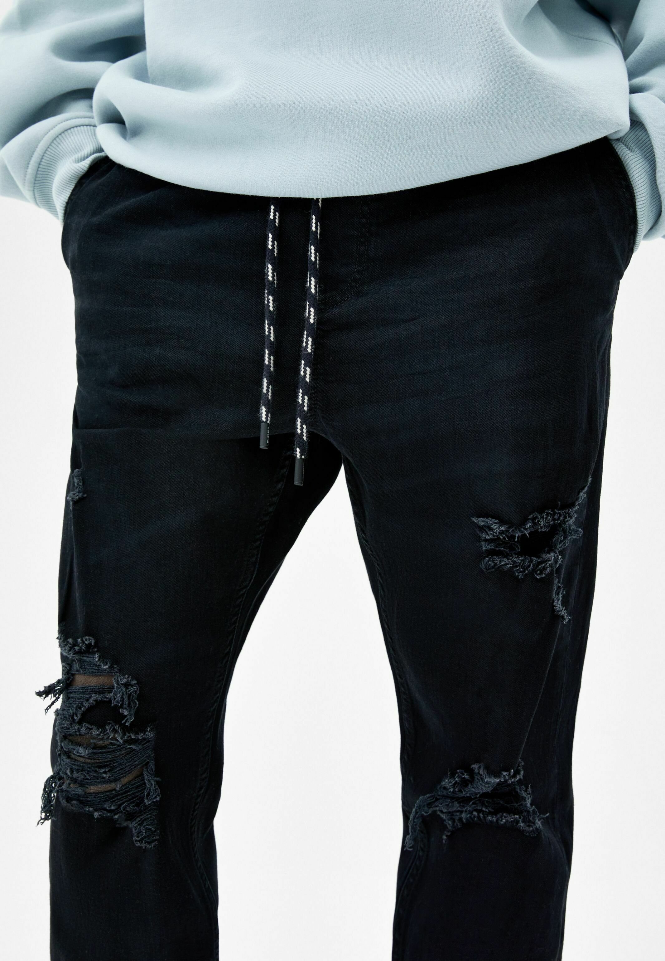 Bershka JOGGER RIPPED - Slim fit jeans - black - Zalando.ie