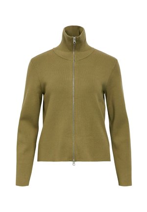 Object, KNITTED CARDIGAN HIGH NECK - Gilet - martini olive