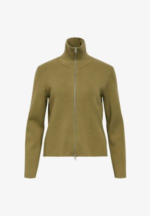 Object, KNITTED CARDIGAN HIGH NECK - Gilet - martini olive