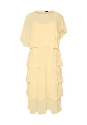 Zizzi, MAXIKLEID MIT RÜSCHEN-VOLANTS UND ABNEHMBAREM CAPE - Hverdagskjole - gelb