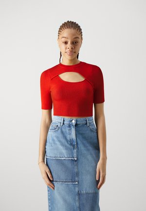 ONLY ONLLIZA PEEK A BOO O NECK - Μπλουζάκι με στάμπα - red alert