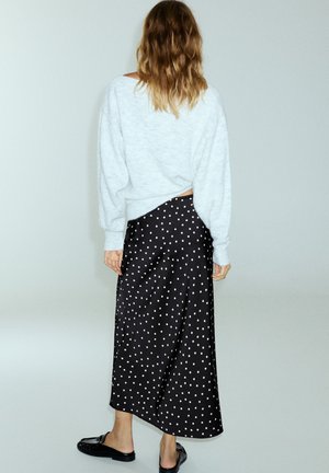 PULL&BEAR, SATIN WITH DRAWSTRING - MIDI SKIRT - A-line skirt - black