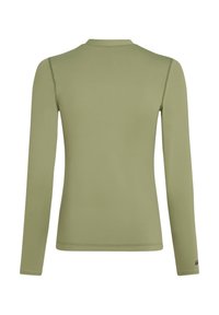 Langarmshirt in Olivgrün, aus glattem, dehnbarem Material gefertigt. Verfügt über einen runden Ausschnitt und flache Nähte für zusätzlichen Komfort.