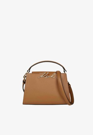 KARL LAGERFELD, KARL LAGERFELD SAC BANDOULIÈRE SIGNATURE MINI CUIR CARAMEL - Sac bandoulière - caramel