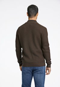 Lindbergh O-NECK STRUCTURE - Tröja med dragkedja - brown mel