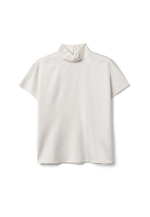 Stefanel, SHORT-SLEEVE BLOUSE WITH HIGH NECK. - Blouse - optical white