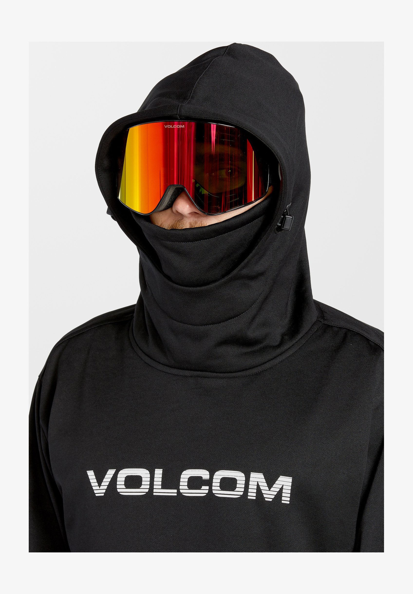 Volcom Blaquedout Po Felpa Con Cappuccio Uomo - Morbido Pile Spazzolato - Tasca A Marsupio - Nero