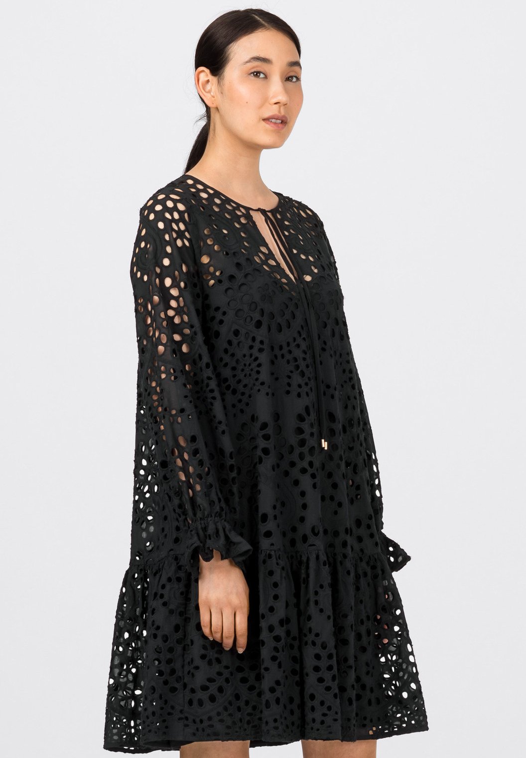 HALLHUBER MIT LOCHSTICKEREI - Freizeitkleid - schwarz - Zalando.ch