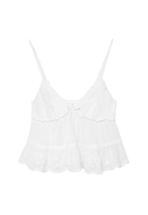 Stradivarius, EMBROIDERED FLOWING STRAPPY TOP - Débardeur - beige