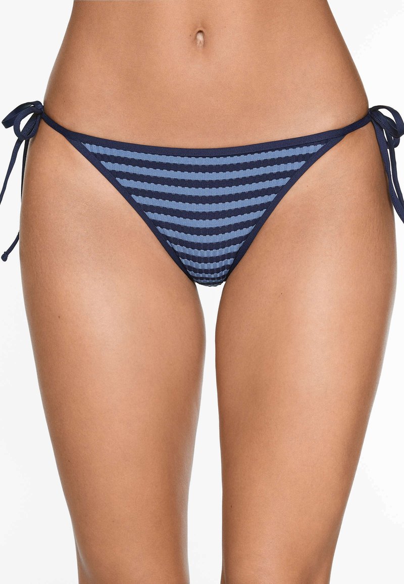 OYSHO - TEXTURED STRIPE MEDIUM-COVERAGE  WITH TIES   - Slip bikini - mottled royal blue, Extindeți