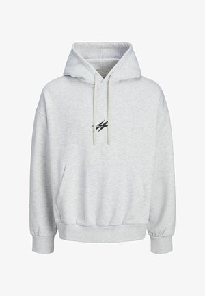 Hea hall kapuutsiga sviiter, mis on valmistatud pehmest kangast, millel on ees kott, soonikkoes varrukad ja must logo rinna peal.