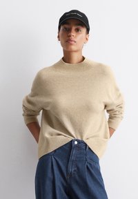 Marc O'Polo DENIM MOCK NECK - Pulover - medium beige melange